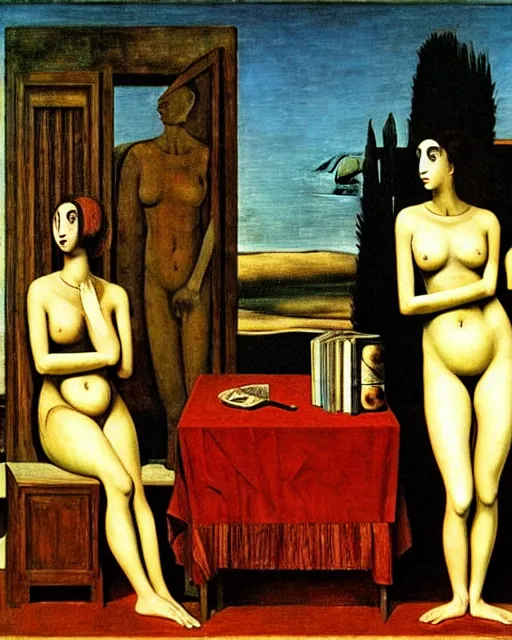 Prompt: The Disquieting Muses, by Giorgio de Chirico