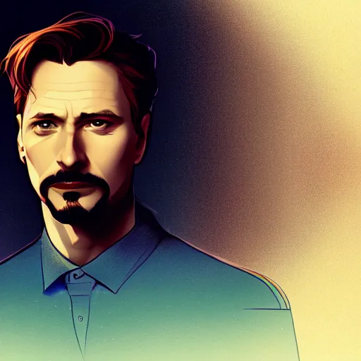 Image similar to Viggo Mortensen as Tony Stark, ambient lighting, 4k, alphonse mucha, lois van baarle, ilya kuvshinov, rossdraws, artstation