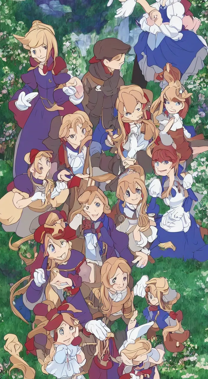 Image similar to [ disney's alice in wonderland ] headshot in isekai style