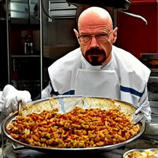 Prompt: walter white as a kebab seller