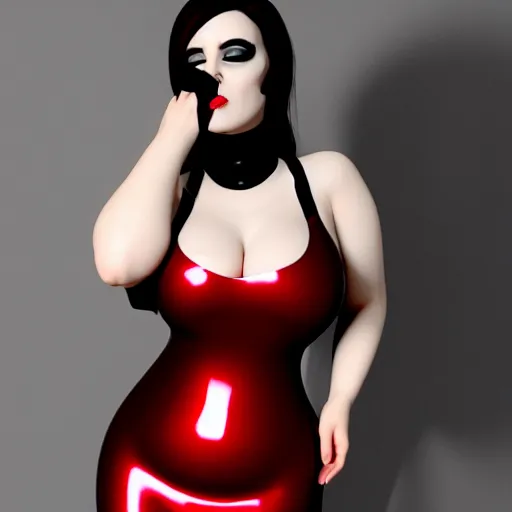 Prompt: a feminine curvy pale hot goth cutie wearing an elegant modest tight shiny red-gold-silver-black latex striped high-neck dress, cgsociety, photorealistic, sublime-cool-hyperadvanced-dark-amorous ambience, 16k, smooth, sharp focus, trending on ArtStation, volumetric lighting, fully clothed, thin waist