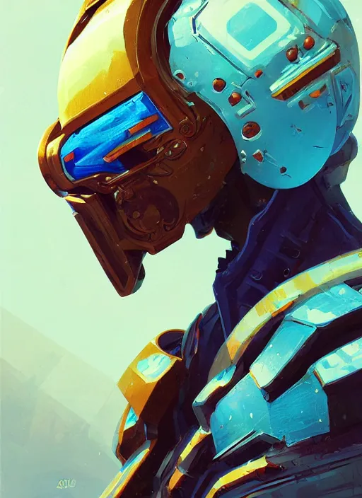 Image similar to concept art close up blue cyberpunk character with a smooth ornate mask, by shinji aramaki, by christopher balaskas, by krenz cushart