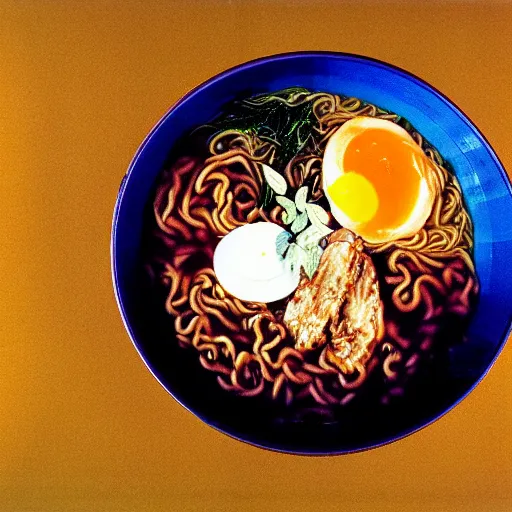 Image similar to A bowl of ramen cooked by Tadanori Yokoo, 35mm film