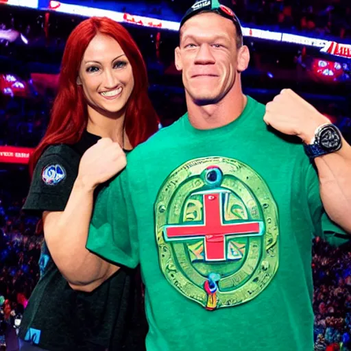 Image similar to john cena wearing montreal opus card merchandise