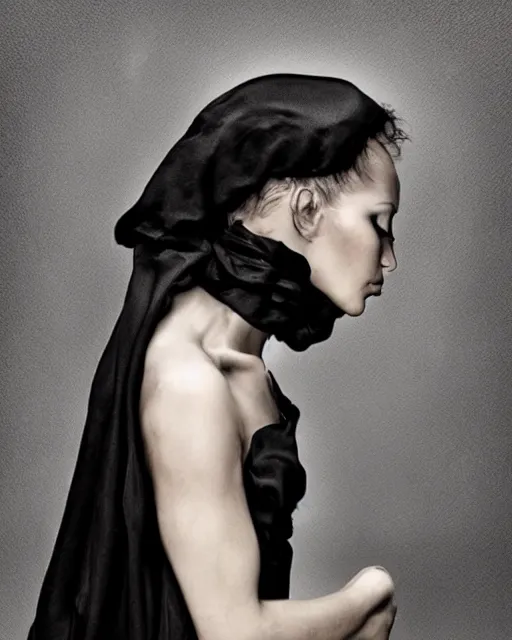 Image similar to professional concept art ethereal ghostlike valkyrie figure wrapped in dark smoke robes and silk veils by ilm, paolo roversi, nick knight, amy judd, fluid simulation in houdini, beautiful simplified form dancing with turbulent movement, dark studio background, vivid, romantic, trending on artstation, hyperrealism, matte painting, dutch golden age, fine detail, cgsociety