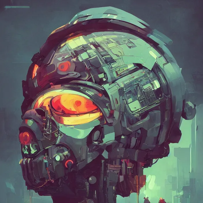 Image similar to a beautiful painting of a cyberpunk skull by sergey kolesov and sachin teng and pascal blanche. in style of digital art. colorful comic, symmetry, hyper detailed. octane render. trending on artstation