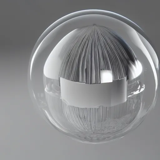 Image similar to crystal sphere with mini modern house inside it, octane render hyperdetailed,