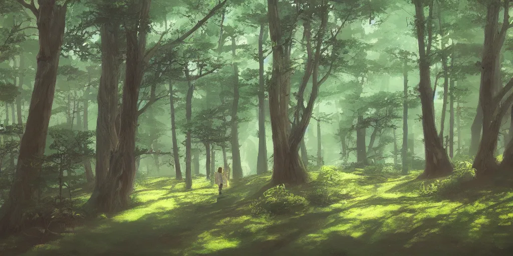 Image similar to The woods, cinematic angle, studio Ghibli, cinematic lighting, detailed oil painting, hyperrealistic, 8k