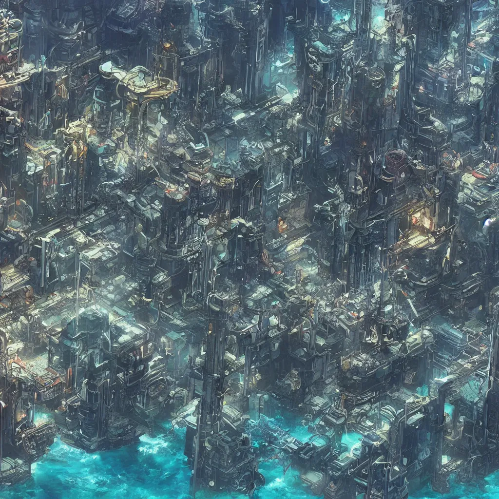 Prompt: underwater city, cyberpunk Atlantis