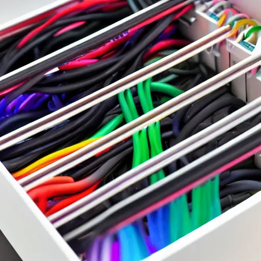 Image similar to satisfying cable management, vivid color hues