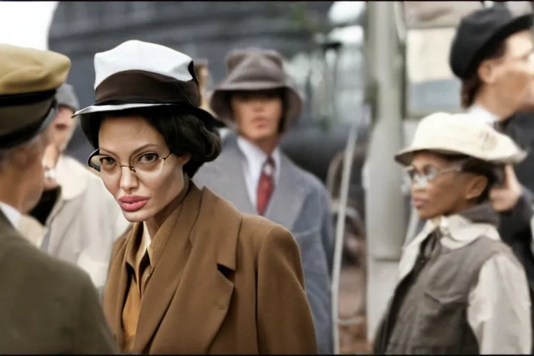 Image similar to Angelina Jolie as Rosa Parks in 'Rosa' (2007), movie still frame, promotional image, imax 70 mm footage, oscar nominated cinematography, volumetric lighting, 8k resolution