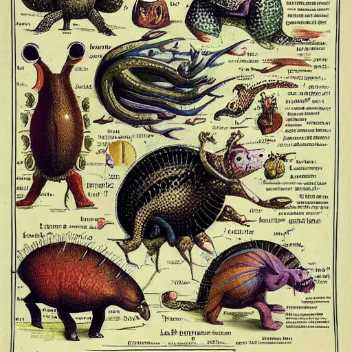 Image similar to bizarre bestiary of microcosmic creatures