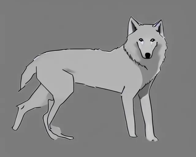 Prompt: professional digital art of a full-body outline of a wolf, very simple, minimalistic, no color, high quality, HD, 8K,