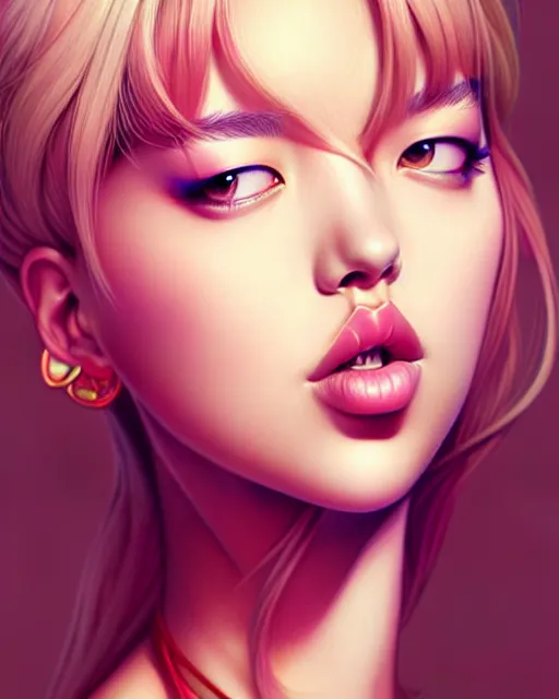 Image similar to richly detailed color illustration of lalisa illustrated by artgerm and mina petrovic and timothy kong and marina federovna. 3 d shadowing, eyes closed