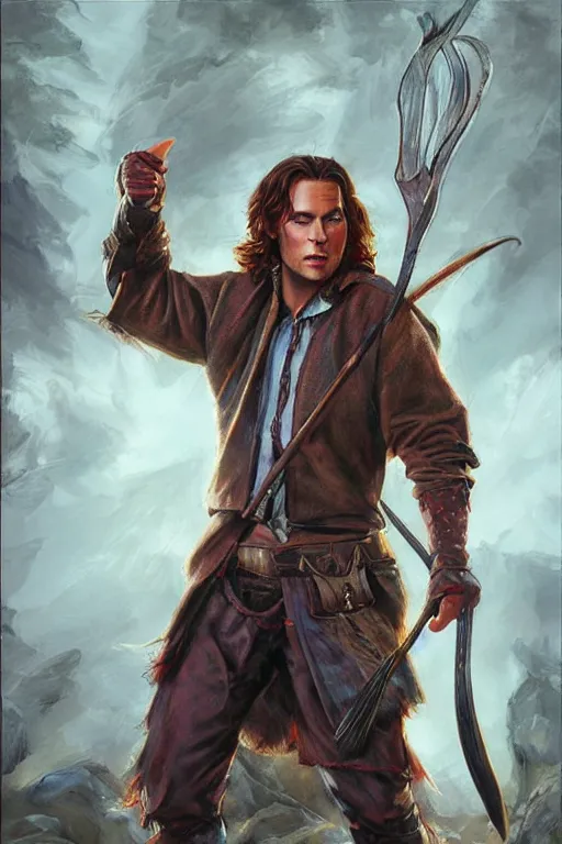 Image similar to front portrait of attractive sam winchester as a highlander in a romance book, fantasy style, sharp focus!, ultra detailed, art by artgerm and peter andrew jones, wlop