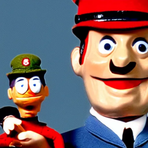 Image similar to herman goering as a puppet in postman pat, bbc