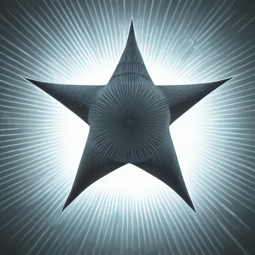 Image similar to 3 d render of a star in front of a white background, star centered in the center of the picture