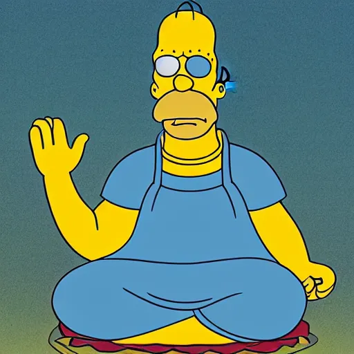 Image similar to a picture of homer simpson as buddha.