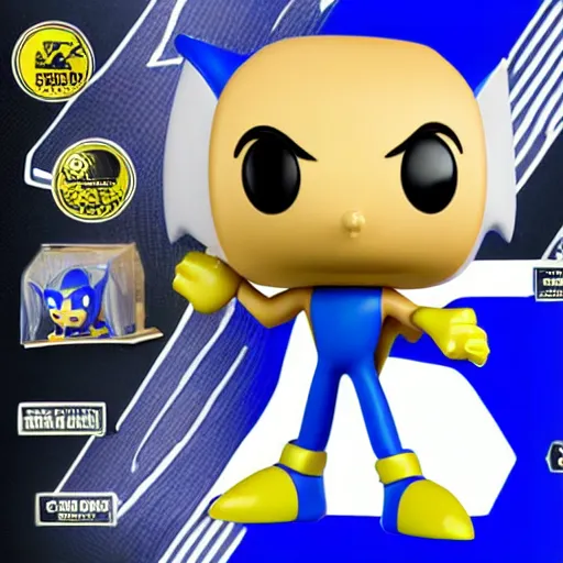 Image similar to a golden sonic the hedgehog pop figure, product image,