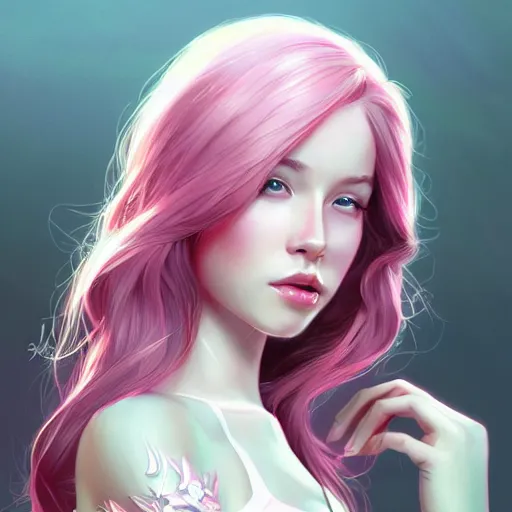 Image similar to teen girl, pink hair, gorgeous, amazing, elegant, intricate, highly detailed, digital painting, artstation, concept art, sharp focus, illustration, art by Ross tran