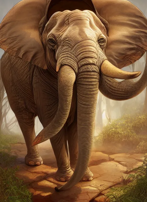 Prompt: beautiful digital painting of anthropomorphic elephant background with high detail, 8 k, stunning detail, photo by artgerm, greg rutkowski and alphonse mucha, unreal engine 5, 4 k uhd