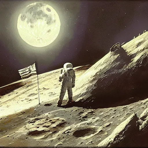 Prompt: the 1 9 6 0 s moon landing, craig mullins