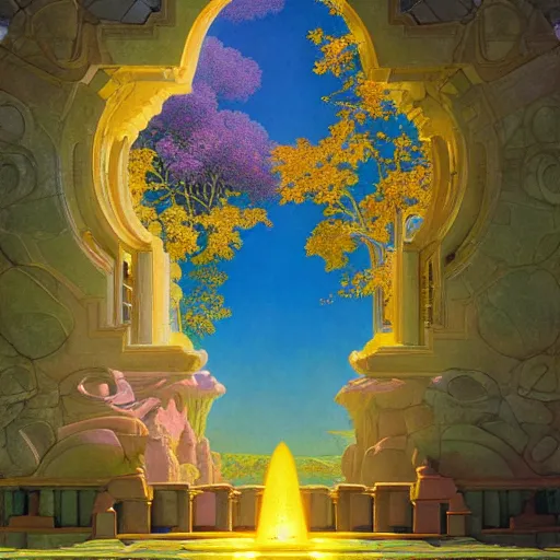Prompt: a portal to another world glowing!!! with colorful kaleidoscopic light magic. detailed. rule of thirds. intricate. sharp focus. wide angle. unreal engine 8 k. painting by maxfield parrish. wlop. greg rutkowski.