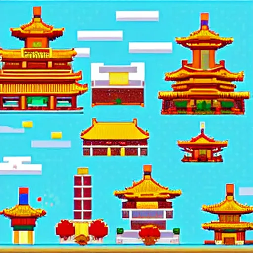 Image similar to pixel art of a sunny day in Beijing