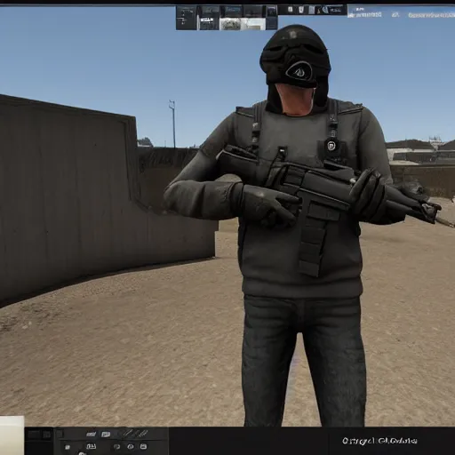 Prompt: Roger Waters in CS:GO, Real CS:GO player model skin