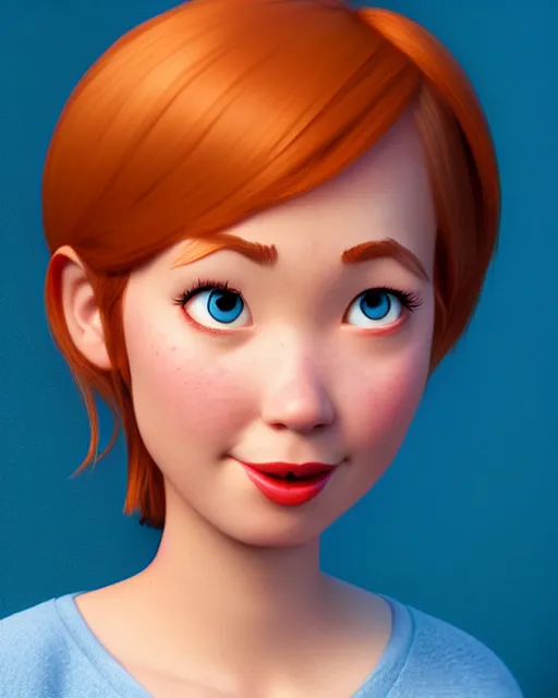 Prompt: lovely adult woman character portrait, by pixar, highly detailed, dynamic shadows, 4 k, splash art