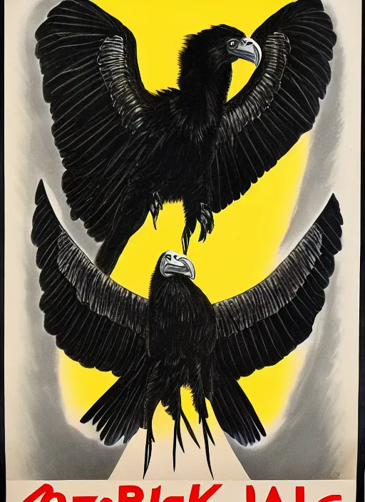 Image similar to balck Vulture with one lightning bolts in 1940s propaganda poster