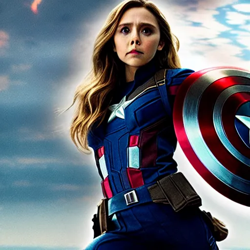 Image similar to Elizabeth Olsen as captain america