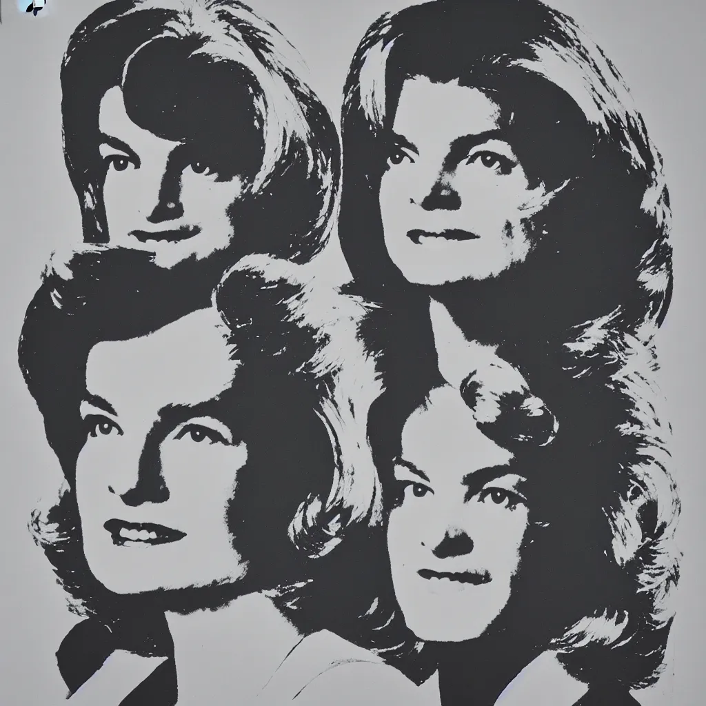 Image similar to andy warhol style silk screen print of jacqueline kennedy