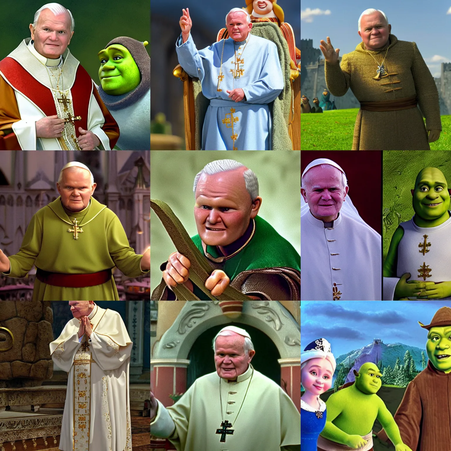 Prompt: John Paul II in Shrek film