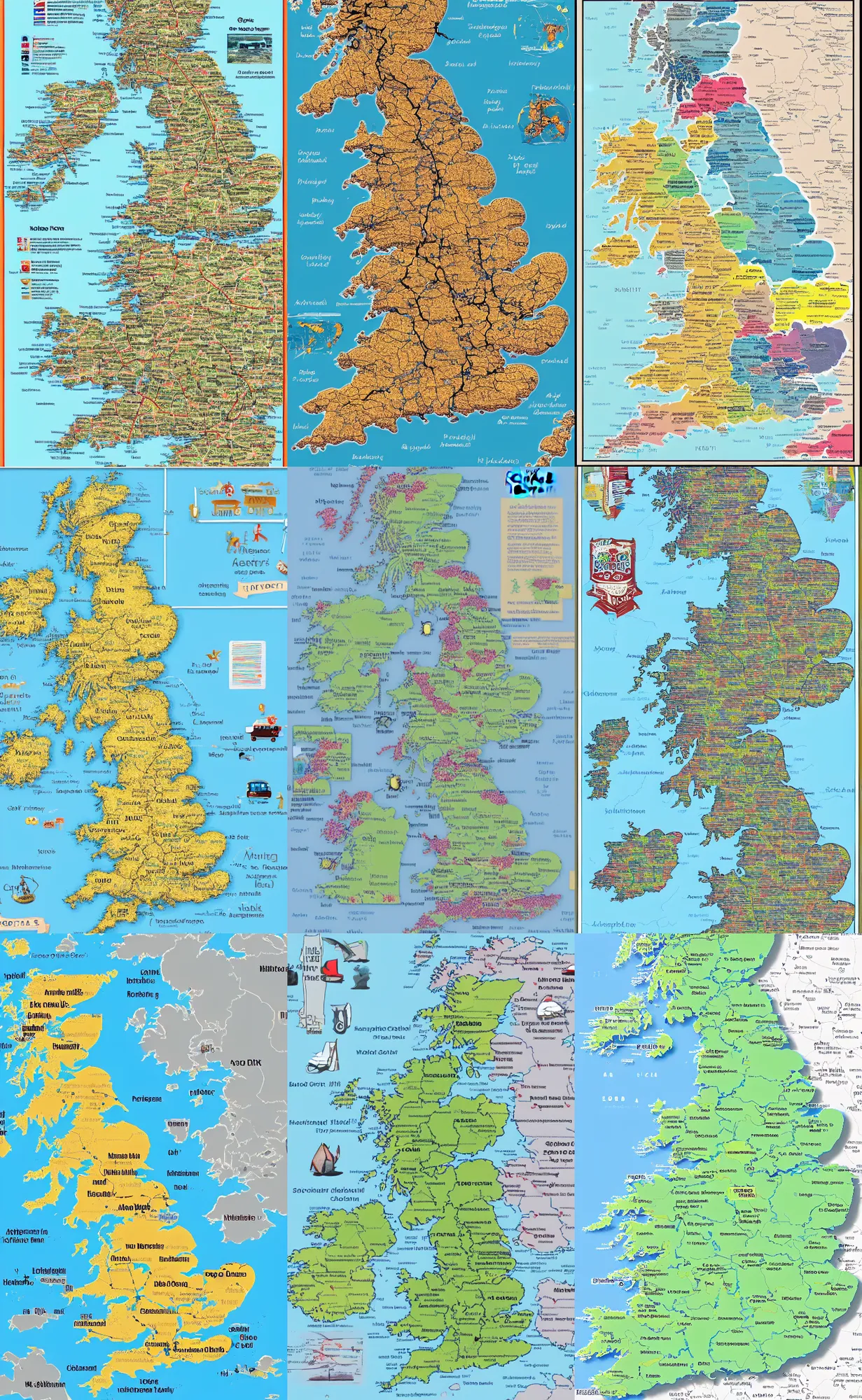 Prompt: a road map of the UK