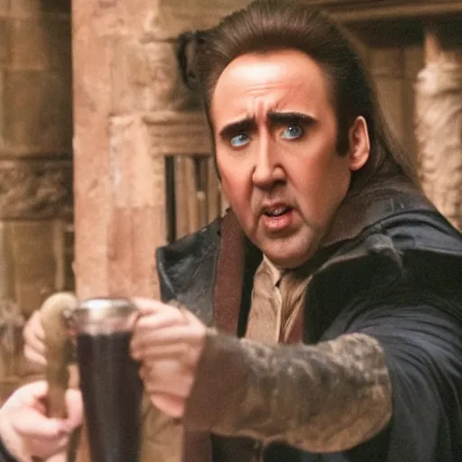 Prompt: nicolas cage in harry potter