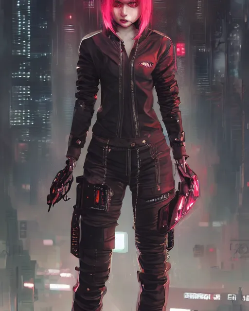 Prompt: female rouge assassin, wearing cyberpunk intricate streetwear, beautiful, detailed portrait, cell shaded, 4 k, concept art, by wlop, ilya kuvshinov, artgerm, krenz cushart, greg rutkowski, pixiv. cinematic dramatic atmosphere, sharp focus, volumetric lighting, cinematic lighting, studio quality