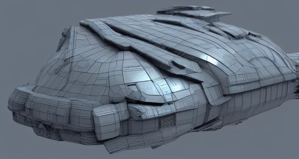 3d sculpt of a thick square industrial scifi spaceship | Stable ...