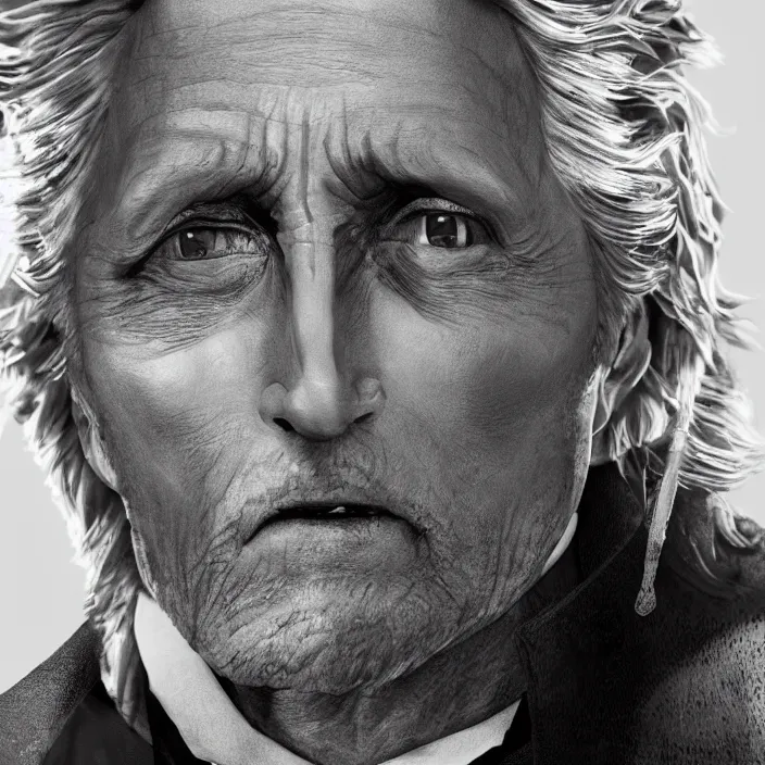 Image similar to professional photographic portrait of michael douglas as dracula gothic england, fine art piece, incredible detail, vray rendering, high octane,