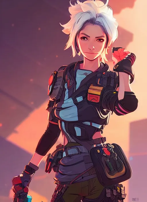 Image similar to Mercy in apex legends as an anime character digital illustration portrait design by Ross Tran, artgerm detailed, soft lighting