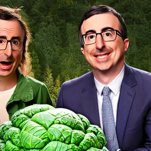 Prompt: john oliver and the cabbage are getting married