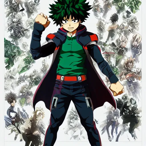 Prompt: izuku midoriya, demon slayer, lightning form, transparent, stern look, comic book thick outline, gta art, anime, d & d, highly detailed, digital painting, artstation, concept art, sharp focus, illustration, cinematic lighting, my hero academia, art by artgerm and greg rutkowski and alphonse mucha