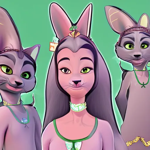 Image similar to princes jasmin, anthropomorphic cat, in the style of zootopia, highly detailed