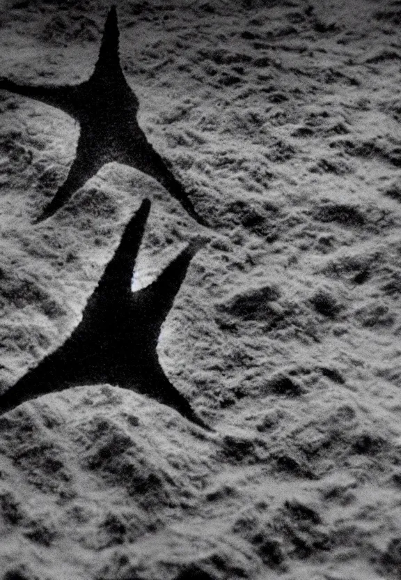 Image similar to North korean starfish monster, kaiju-eiga, thriller, monochrome, film grain, flare, backlit