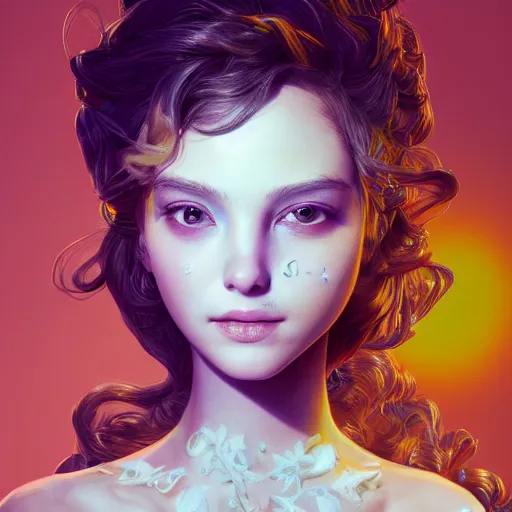 Image similar to the portrait of an absurdly beautiful, graceful, elegant, sophisticated, young girl made up of lemons, an ultrafine hyperdetailed illustration by kim jung gi, irakli nadar, intricate linework, bright colors, octopath traveler, final fantasy, unreal engine 5 highly rendered, global illumination, radiant light, detailed and intricate environment