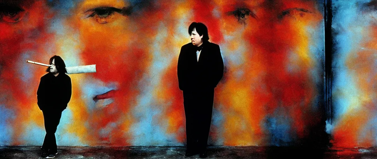 Prompt: award winning photo of bill hicks walking IN THE STREET and smoking weed, vivid colors, happy, symmetrical face, beautiful eyes, studio lighting, wide shot art by Sally Mann & Arnold Newman