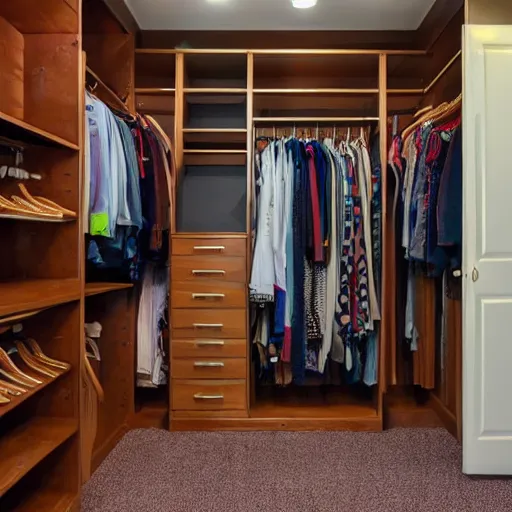 Prompt: a real estate home interior photo. a closet that goes to another dimension,