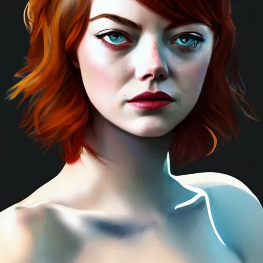 Image similar to fashion model emma stone ,digital art photorealistic art by greg rutkowski by wlop high detail comic sharp vector lineart dramtic lighting artstation by trevor henderson by rossd raws cinematic dramatic