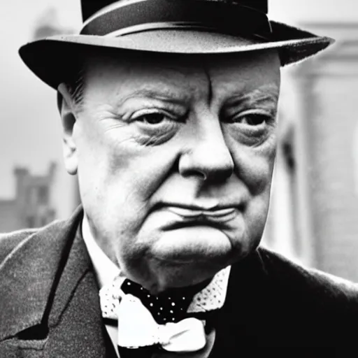 Image similar to winston churchill as iron man, historical photograph, highly detailed, full length portrait, photorealistic face, hd