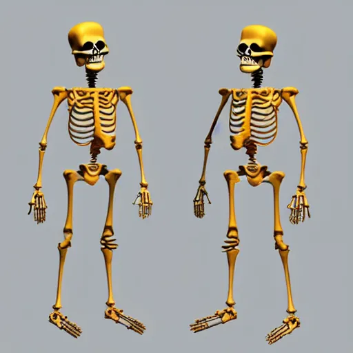 Prompt: outdated 3 d model of dancing skeleton cha - cha. phong shader.